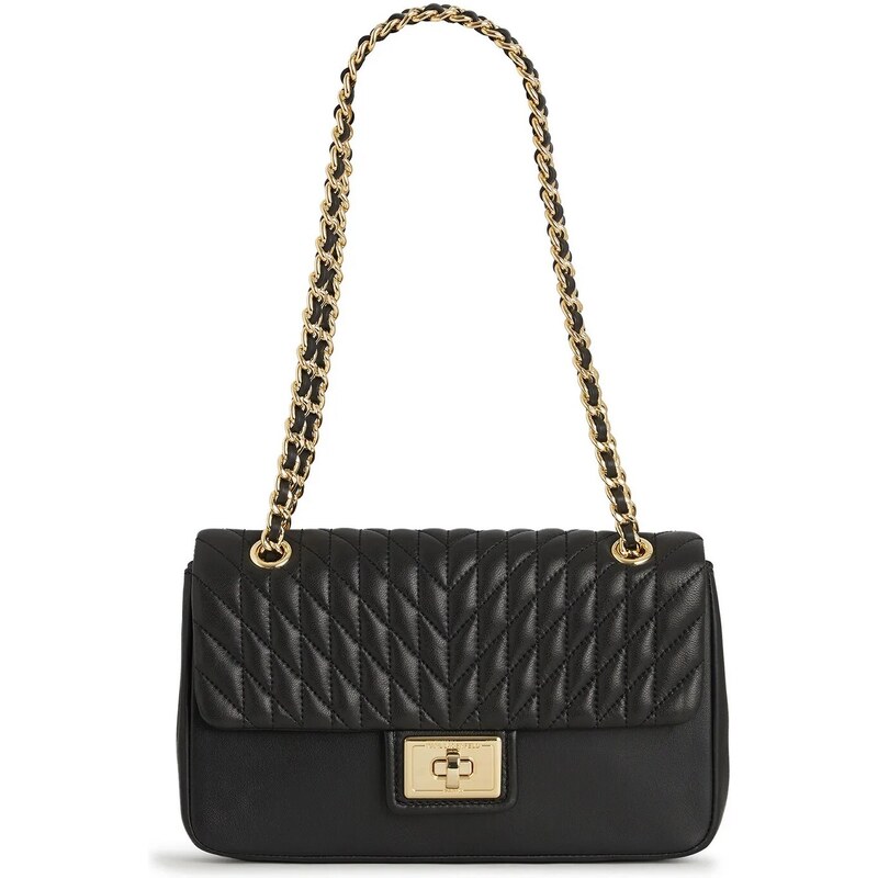 Karl Lagerfeld Paris Agyness Large Shoulder Bag Black Gold