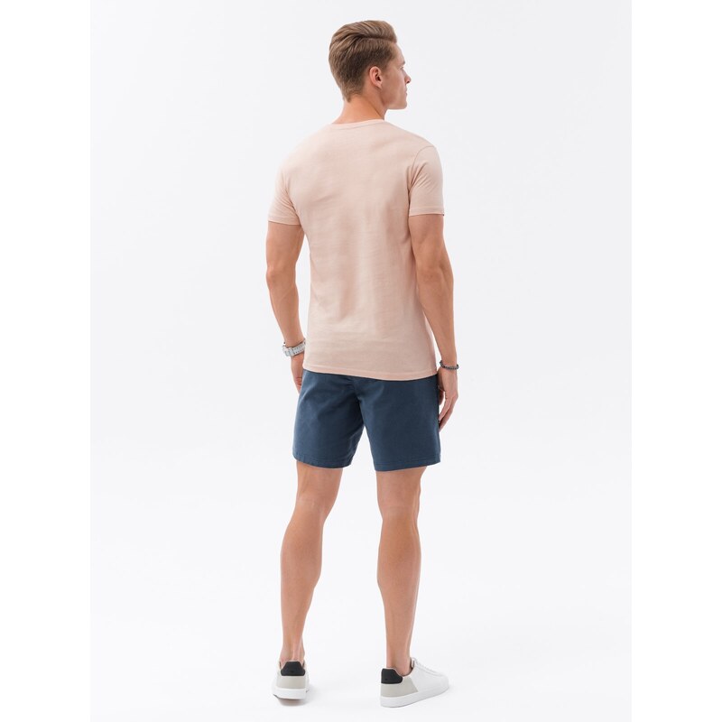 Ombre Clothing Pánské bavlněné tričko s potiskem - světle růžové V3 S1752