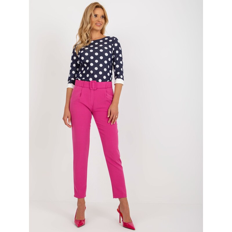 Fashionhunters Tmavě růžové oblekové kalhoty s kapsami od Giulia