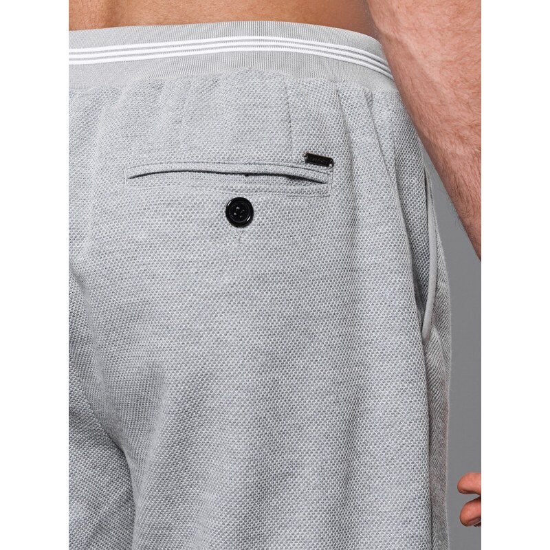 Ombre Clothing Pánské pletené šortky s ozdobnou gumou v pase - šedé V5 OM-SRCS-0110