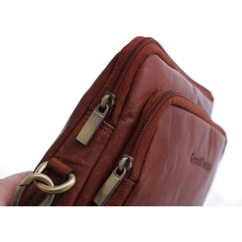 Pánská kožená taška přes rameno Sendi Design B-722 koňaková