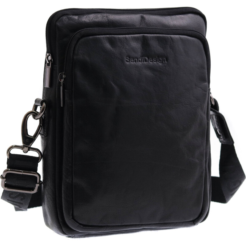 Pánská kožená taška přes rameno Sendi Design B-722 černá