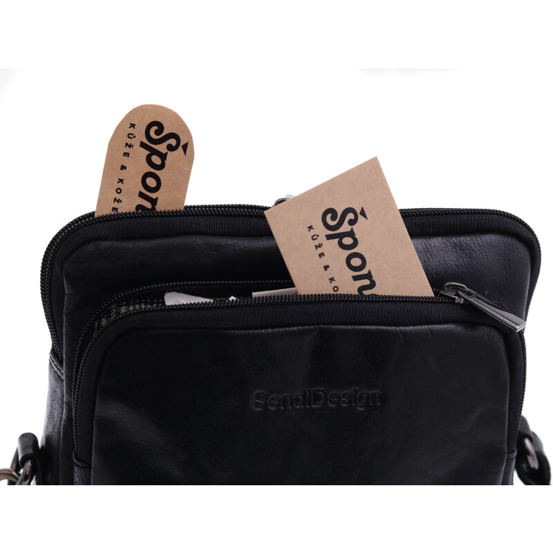 Pánská kožená taška přes rameno Sendi Design B-722 černá