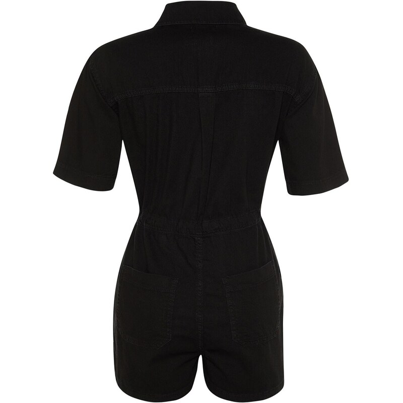 Trendyol Black Belt Denim Jumpsuit