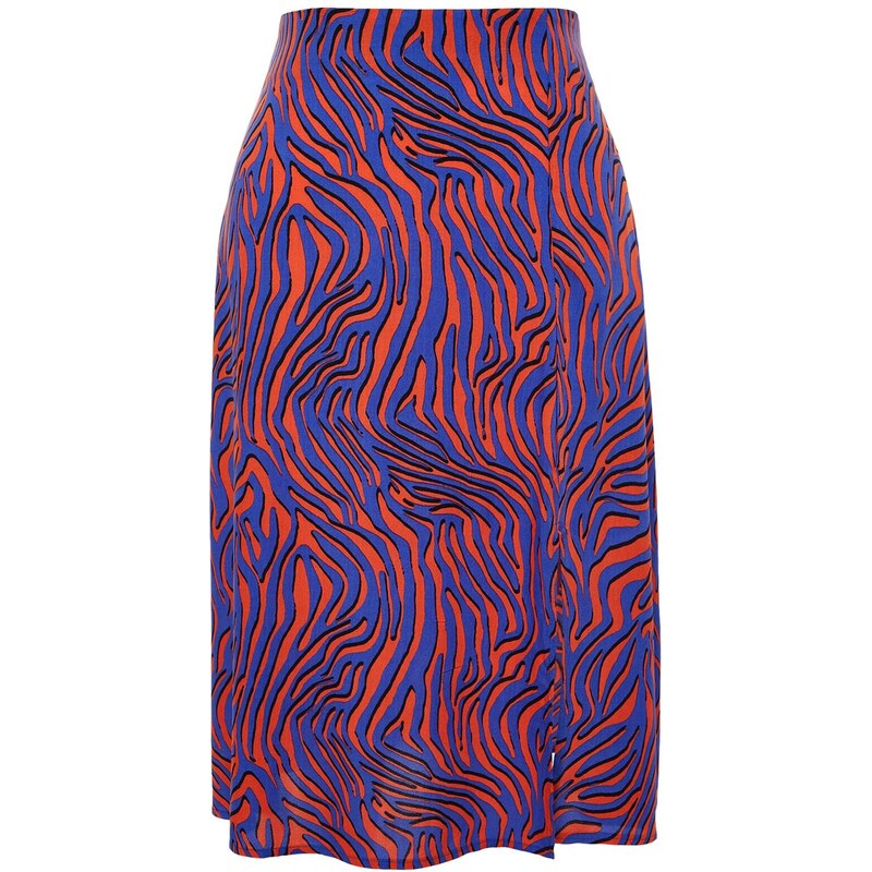 Trendyol Curve Multicolored Animal Print A-line Shally Knitted Skirt