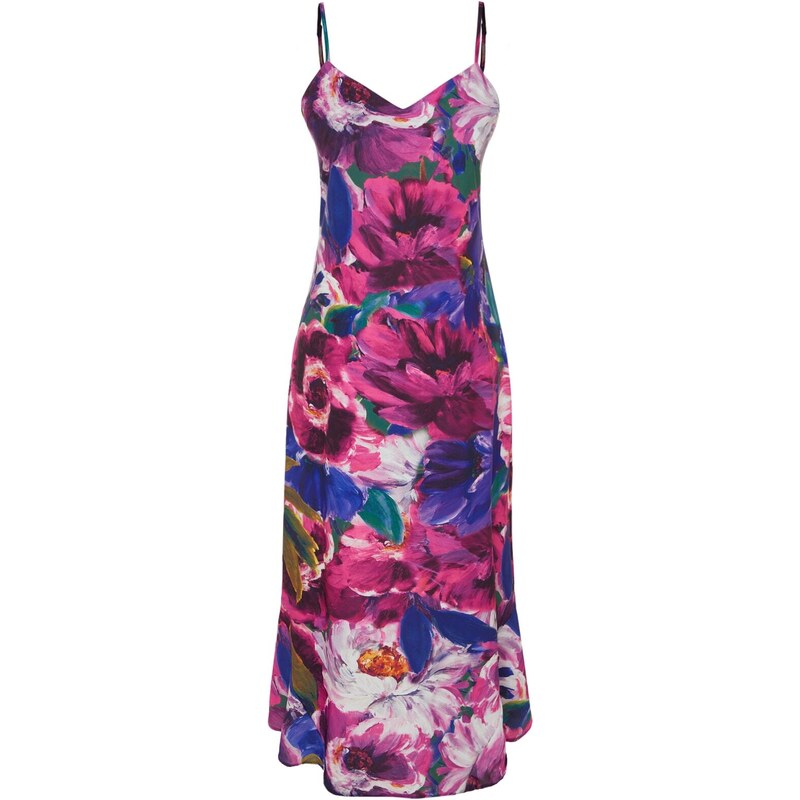 Trendyol Multicolored Strappy Floral Midi Textured Woven Dress