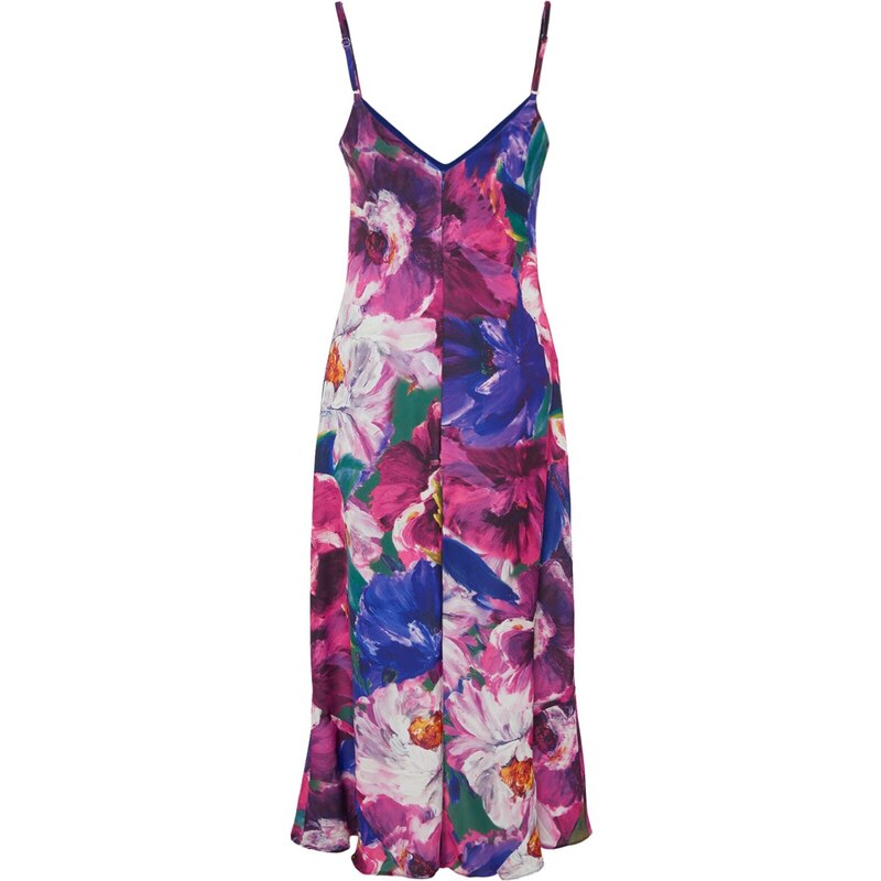 Trendyol Multicolored Strappy Floral Midi Textured Woven Dress