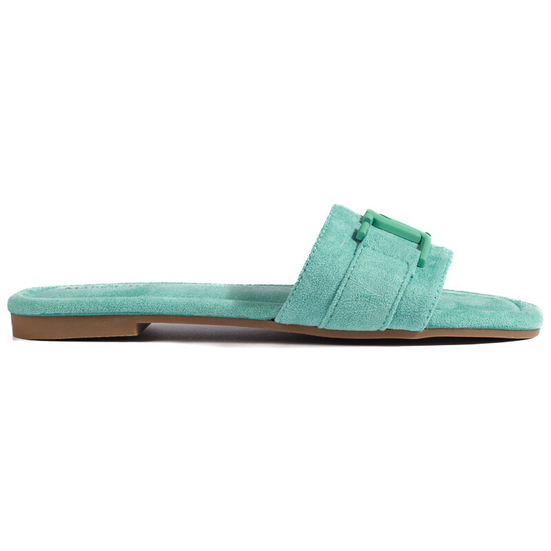 Women's suede green slippers Shelvt