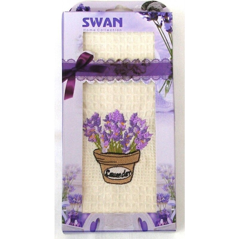 Forbyt, Bavlněná utěrka Darkové balení, Swan Lavender, 50 x 70 cm