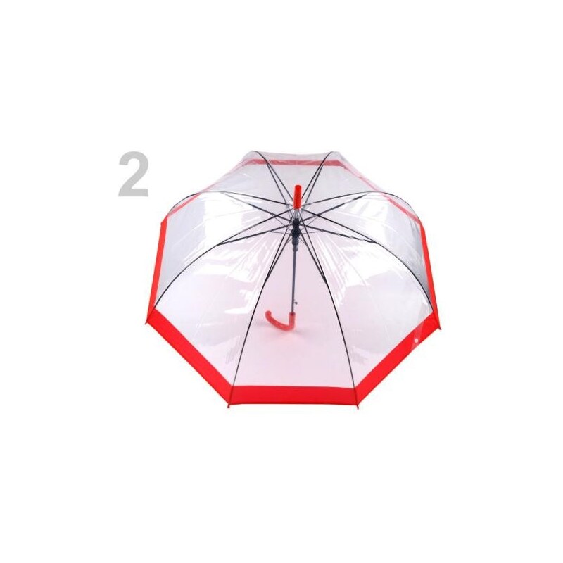 Dámský průhledný vystřelovací deštník (1 ks) - 2 červená Stoklasa