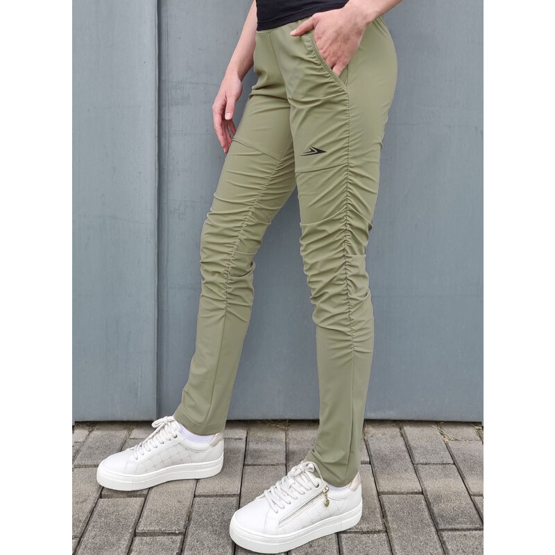 NEYWER Dámské funkční elastické sportovní kalhoty olivově zelené EK723