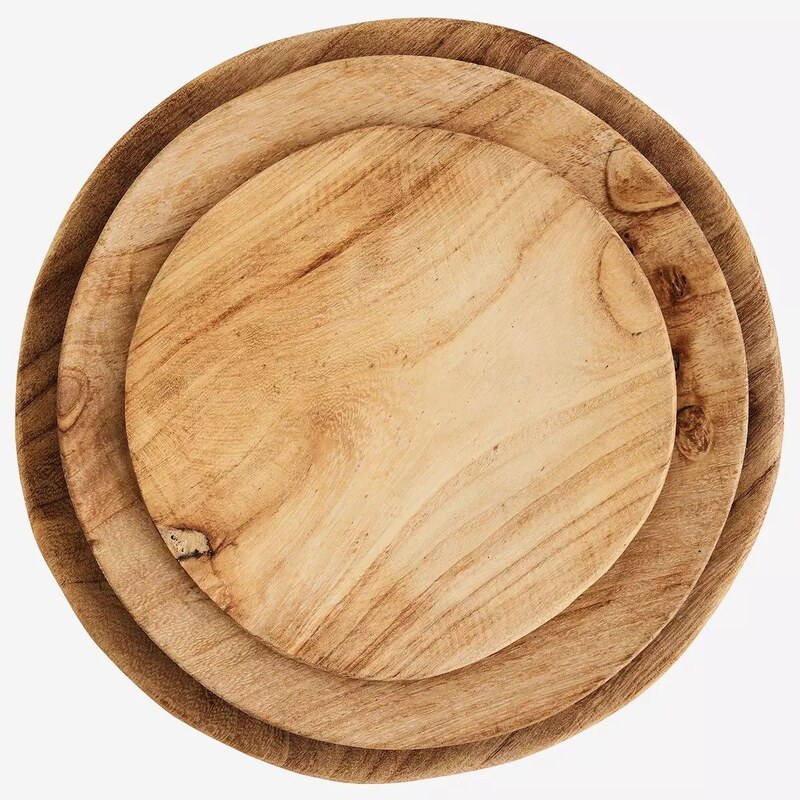 Madam Stoltz Dřevěné talíře Wood - set 3 ks