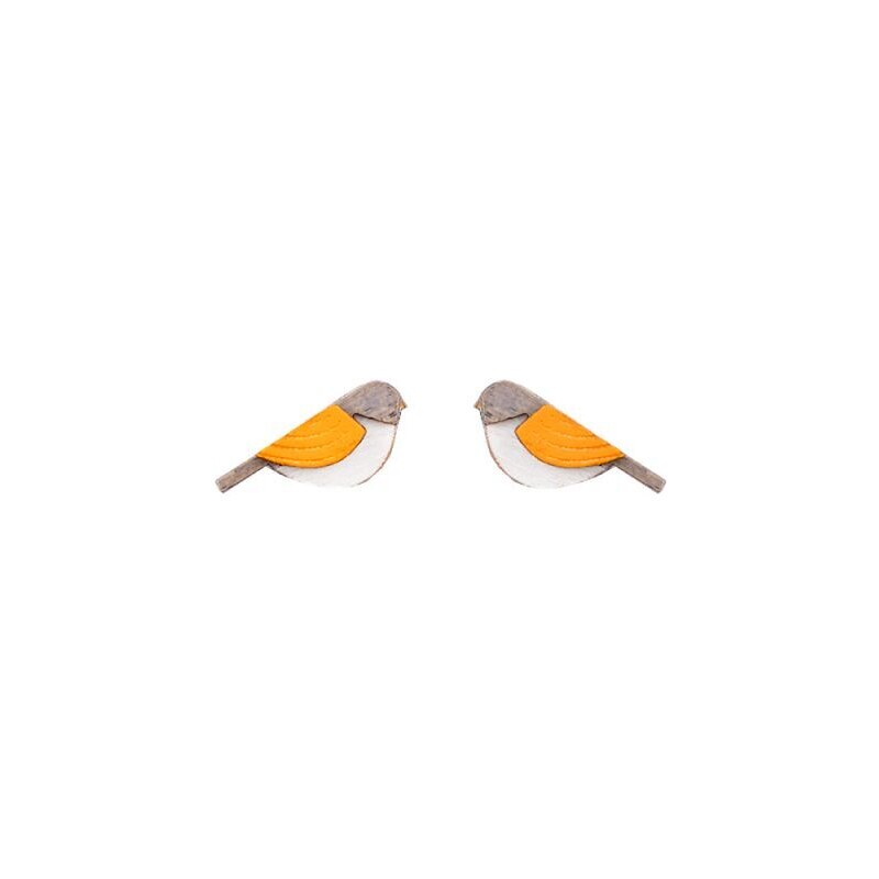 BeWooden Dřevěné náušnice Orange Cutebird Earrings