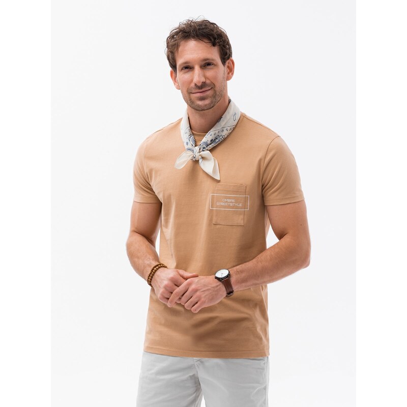 Ombre Men's cotton t-shirt with pocket print