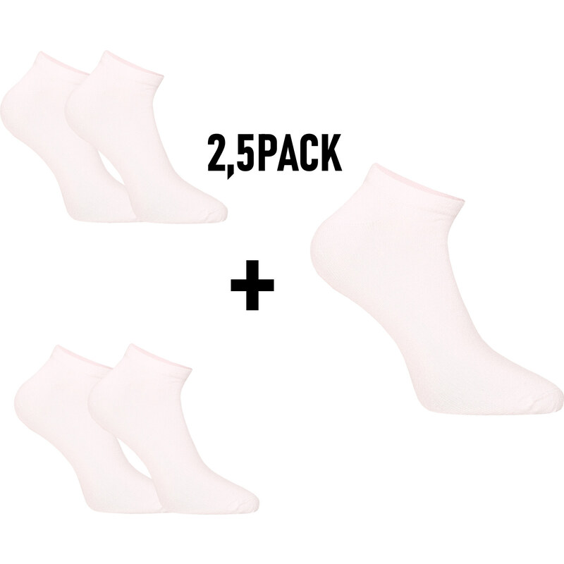 2,5PACK ponožky Nedeto nízké bambusové bílé (2,5NDTPN100)