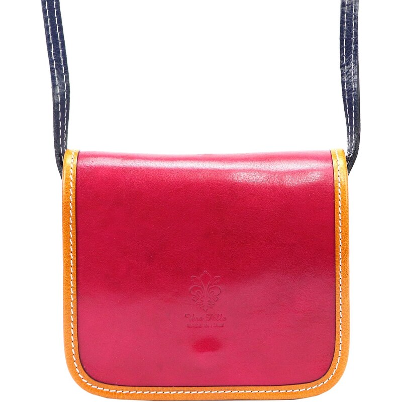 Kožená crossbody kabelka Gregorio 109 MULTI růžová / hořčicová