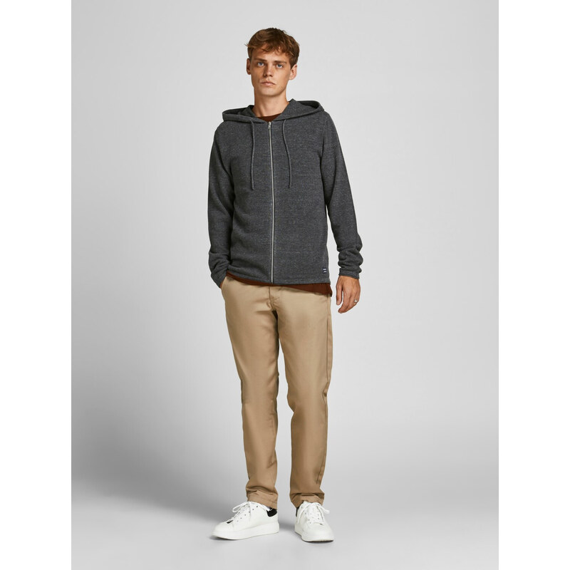 Jack and Jones Pletený kardigan Hill tmavě šedý