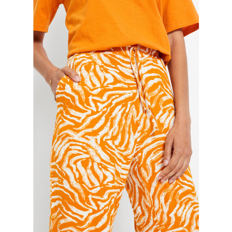 bonprix Kalhoty z viskózového žerzeje s pohodlným pasem Oranžová