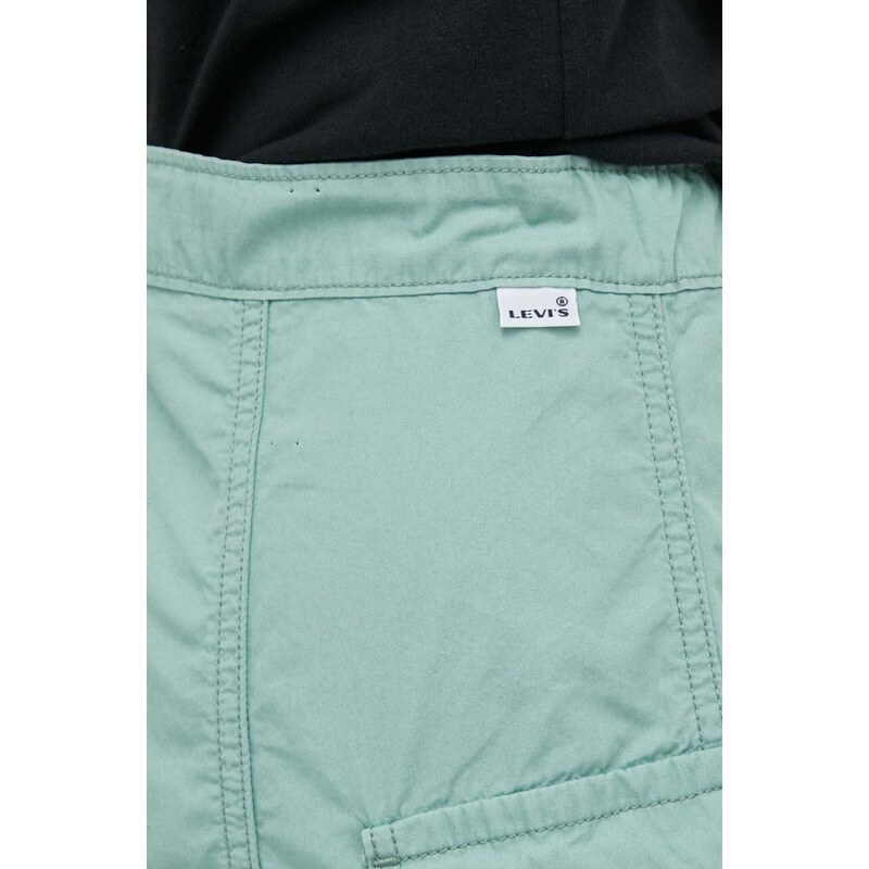 Kalhoty Levi's CONVERTIBLE CARGO dámské, zelená barva, kapsáče, high waist