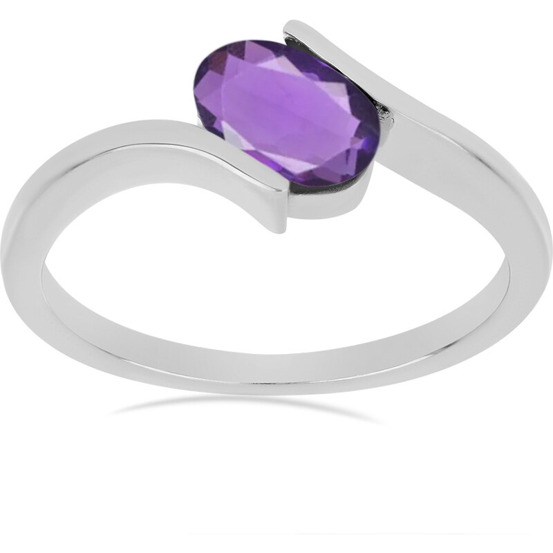 Carlo Romani Stříbrný prsten s přírodním ametystem Luna 101163094