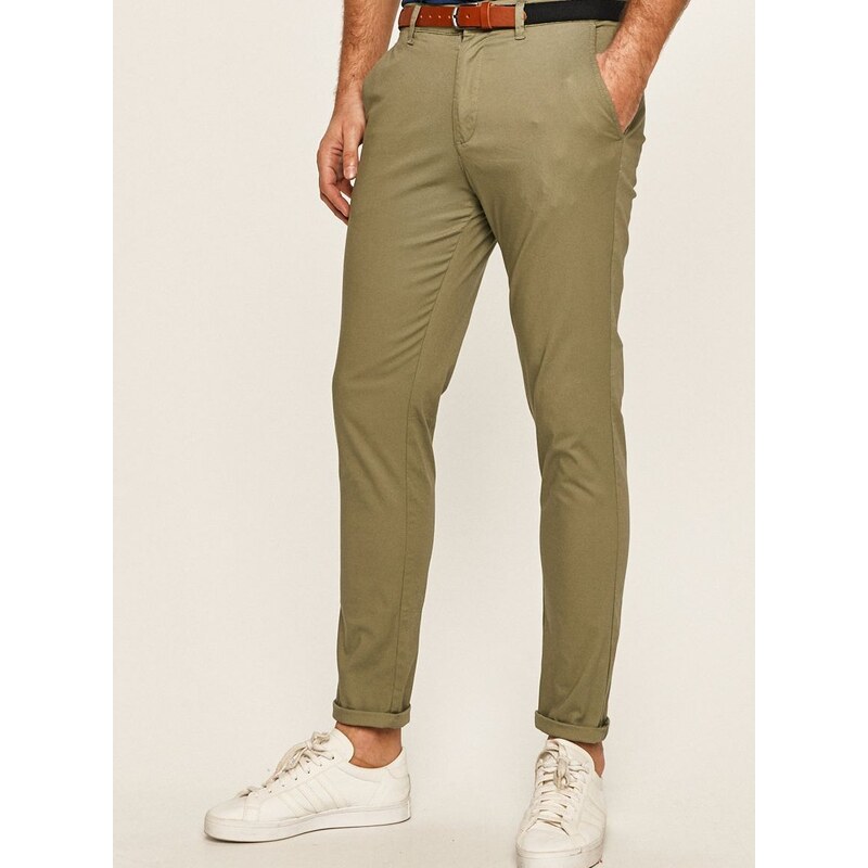 Kalhoty Selected Homme pánské, zelená barva, přiléhavé