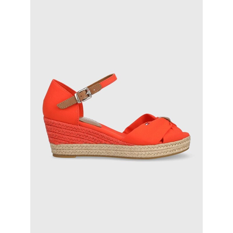 Sandály Tommy Hilfiger BASIC OPENED TOE MID WEDGE oranžová barva, FW0FW04785