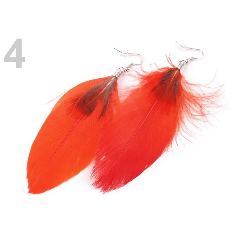 Stoklasa Náušnice peříčkové 12cm (1 pár) - 4 červená