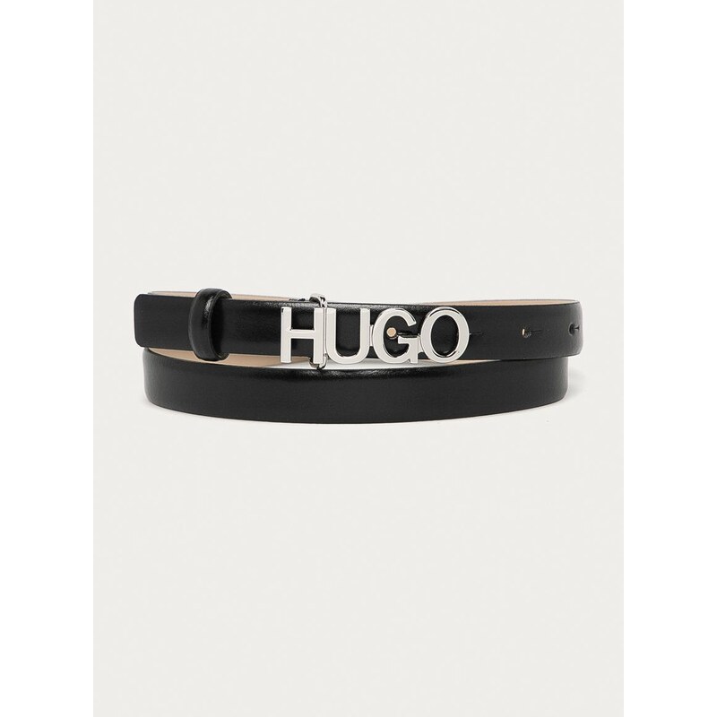 Kožený pásek Hugo dámský, černá barva