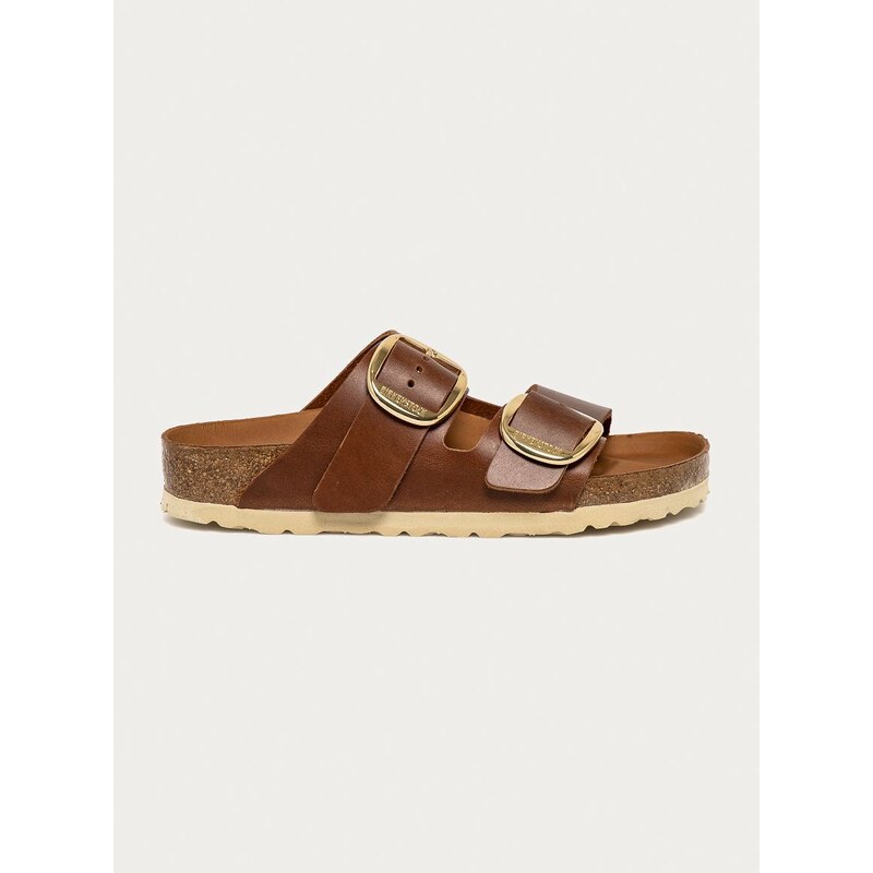 Kožené pantofle Birkenstock Arizona Big Buckle dámské, hnědá barva, 1011072