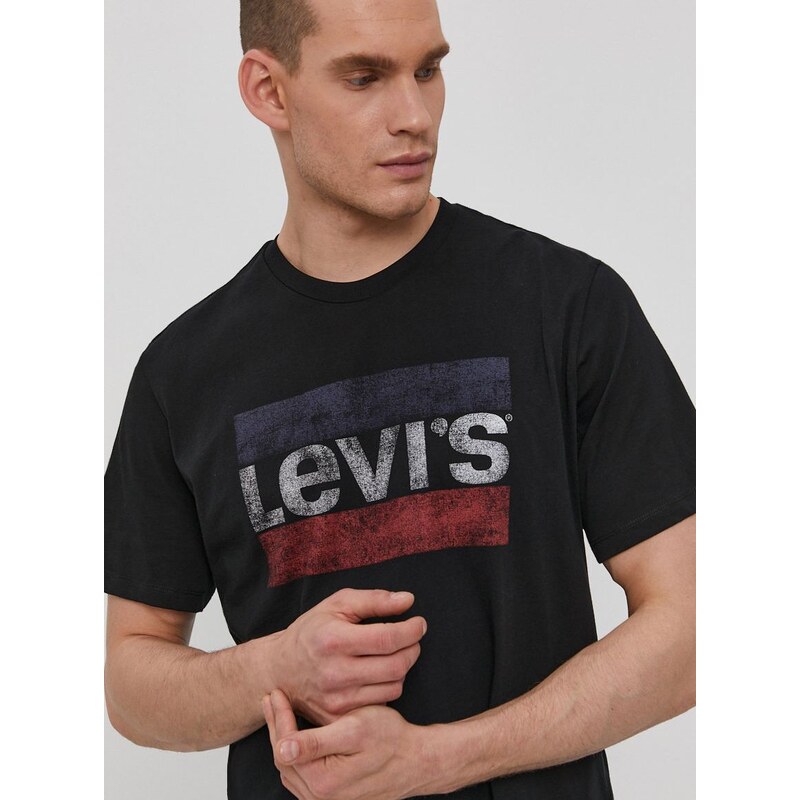 Tričko Levi's pánské, černá barva, s potiskem, 39636.0050-Blacks