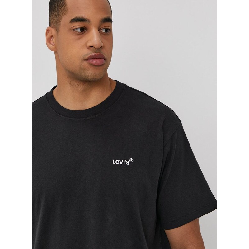 Tričko Levi's pánské, černá barva, hladké, A0637.0001-Blacks