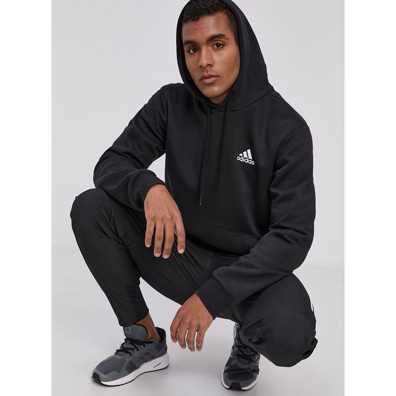 Mikina adidas GV5294 pánská, černá barva, hladká