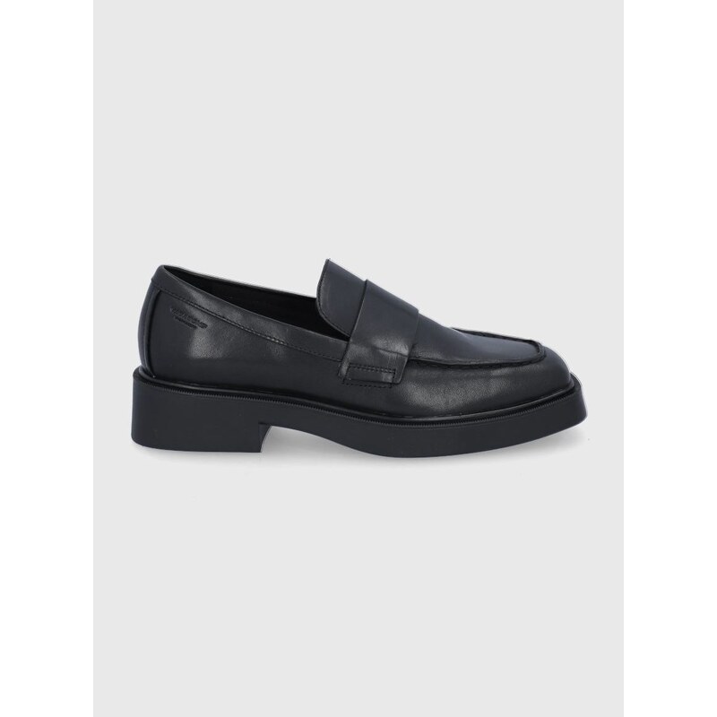 Kožené mokasíny Vagabond Shoemakers dámské, černá barva, na plochém podpatku