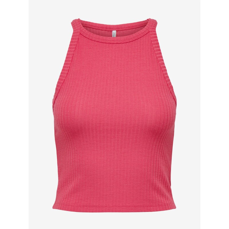 Tmavě růžový dámský žebrovaný basic top ONLY Emma - Dámské