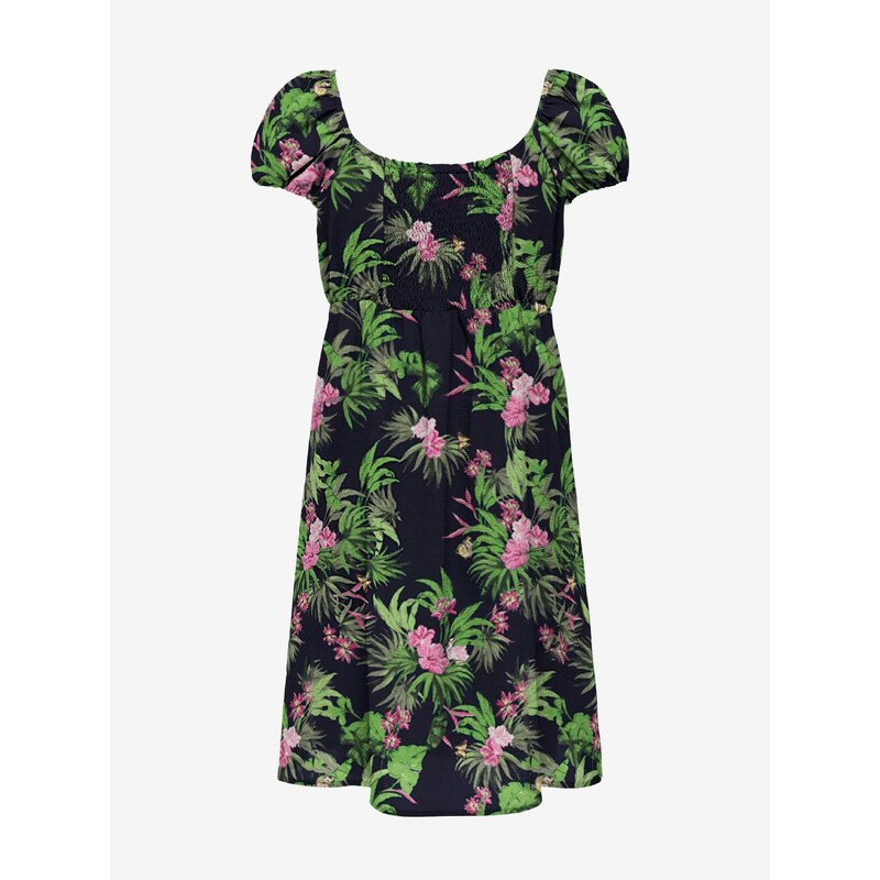 Zeleno-černé dámské květované šaty ONLY Nova - Dámské