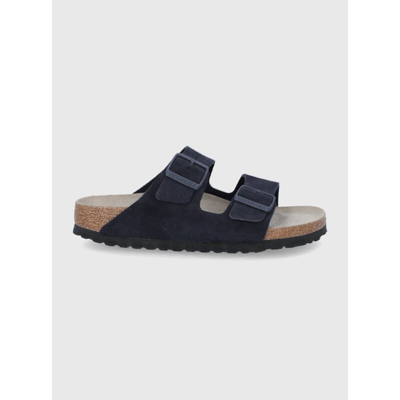 Semišové pantofle Birkenstock Arizona dámské, tmavomodrá barva, 1020716-Midnight