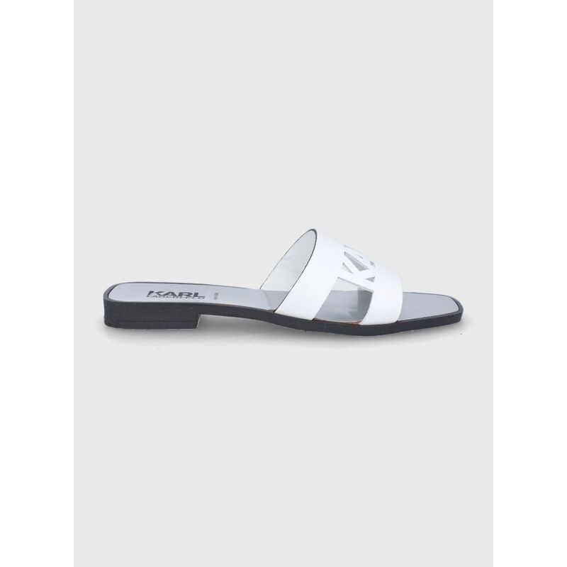 Kožené pantofle Karl Lagerfeld Skoot Ii dámské, bílá barva