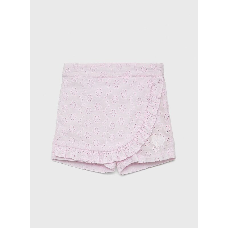 Dětské bavlněné šortky Guess růžová barva, hladké