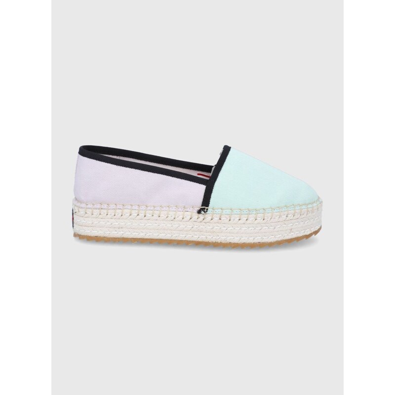 Espadrilky Tommy Jeans fialová barva, na platformě