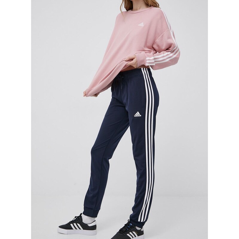 Kalhoty adidas H48448 dámské, tmavomodrá barva, s aplikací