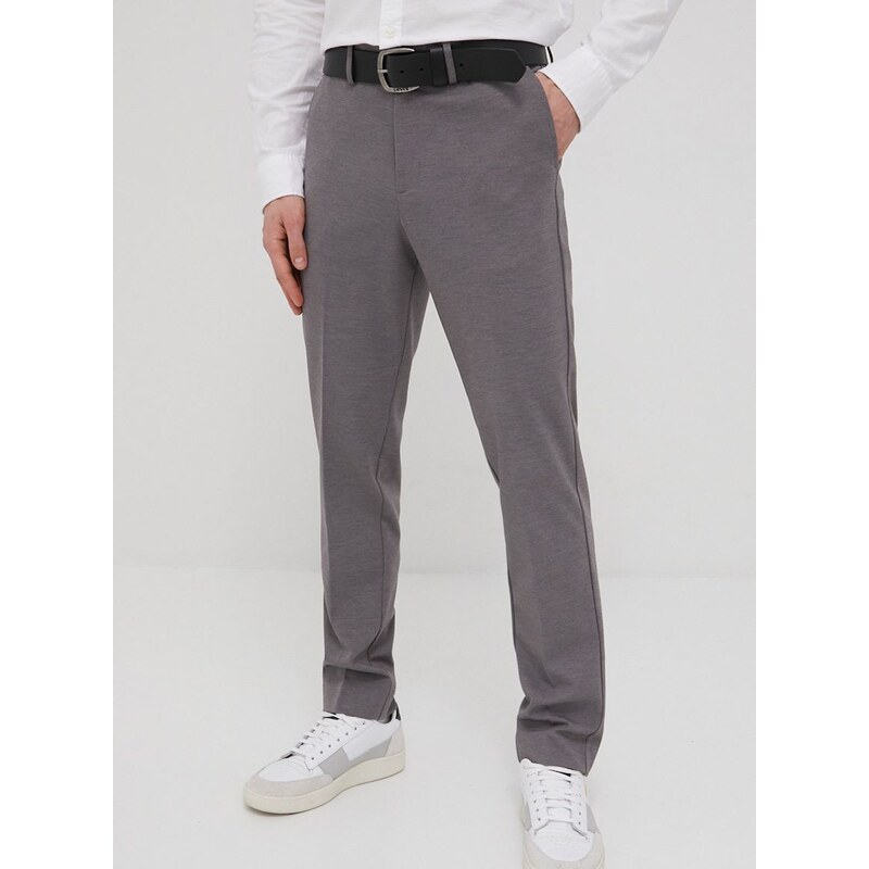 Kalhoty Premium by Jack&Jones pánské, šedá barva, přiléhavé