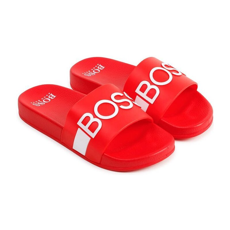 Dětské pantofle BOSS červená barva