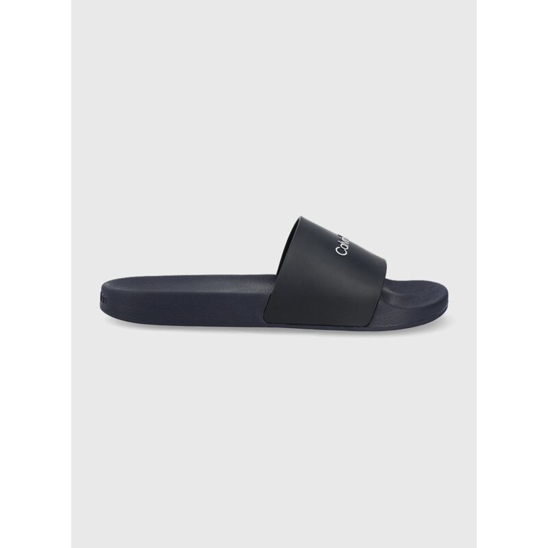Pantofle Calvin Klein POOL SLIDE pánské, tmavomodrá barva, HM0HM00455