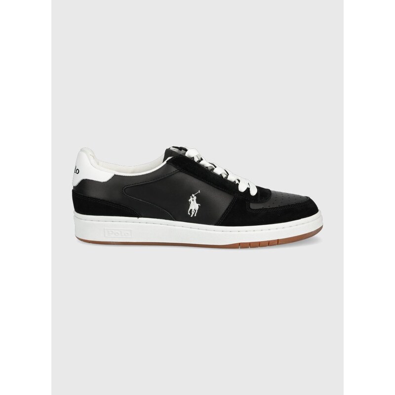 Kožené sneakers boty Polo Ralph Lauren Polo Crt černá barva