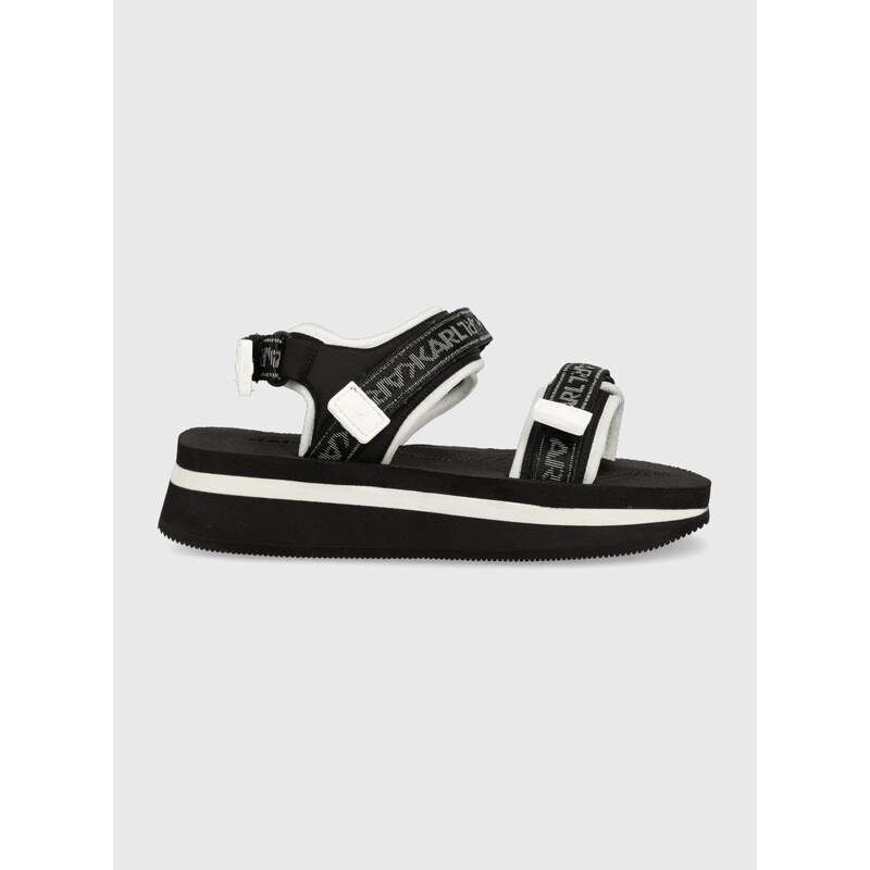 Sandály Karl Lagerfeld VELOCITA WEDGE KC dámské, černá barva, na platformě, KL81905