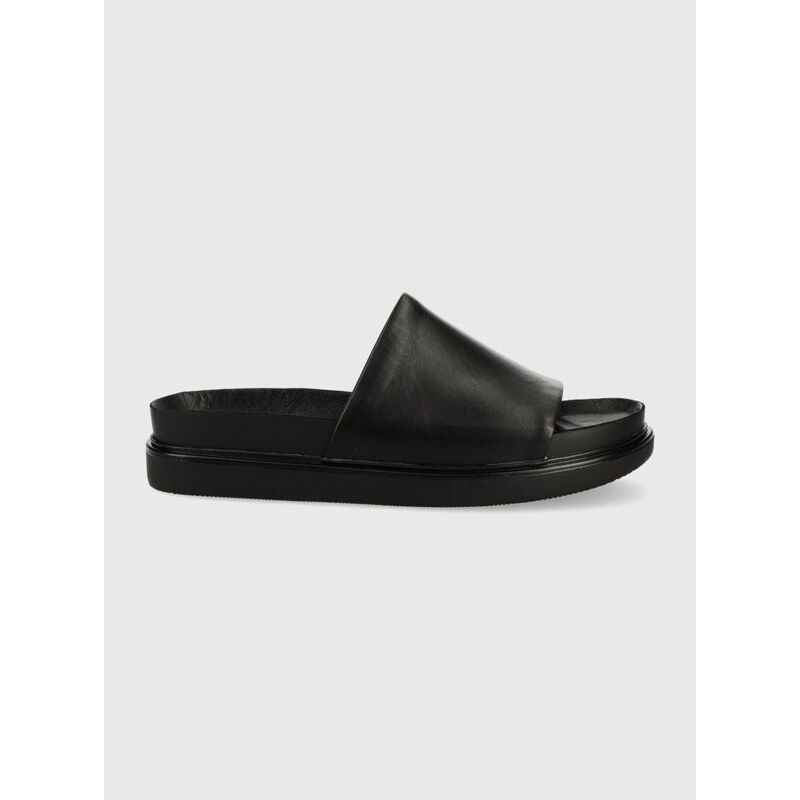 Kožené pantofle Vagabond Shoemakers Erin dámské, černá barva, na platformě, 5332-501-20