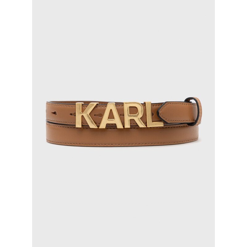 Kožený pásek Karl Lagerfeld dámský, hnědá barva