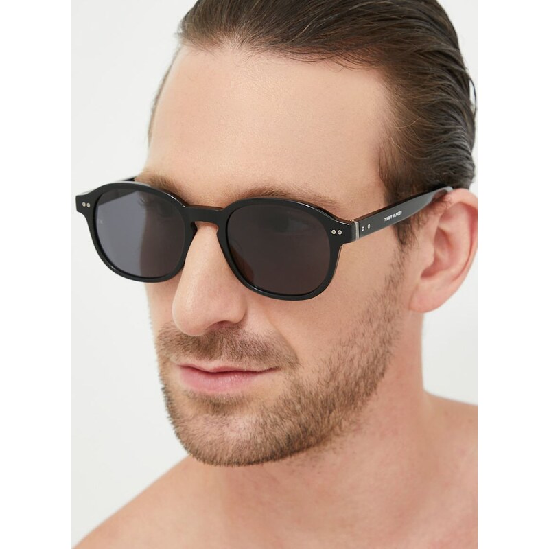 Sluneční brýle Tommy Hilfiger pánské, černá barva
