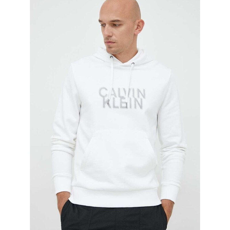 Mikina Calvin Klein pánská, bílá barva, hladká