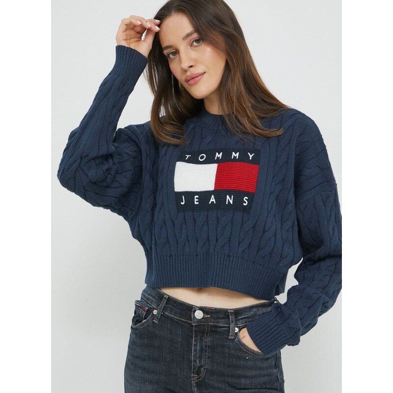 Svetr Tommy Jeans dámský, tmavomodrá barva,